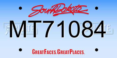 MT71084 South Dakota License Plate