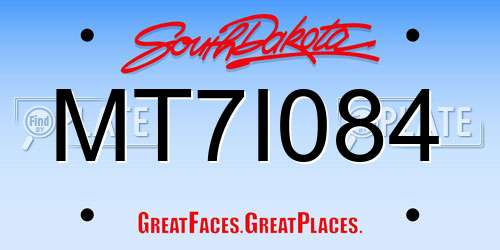 MT7I084 South Dakota License Plate
