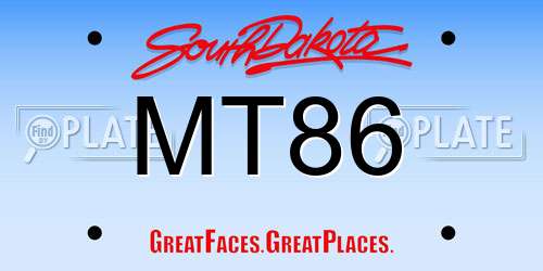 MT86 South Dakota License Plate