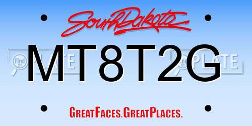 MT8T2G South Dakota License Plate