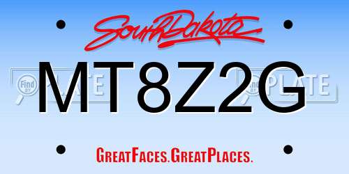 MT8Z2G South Dakota License Plate