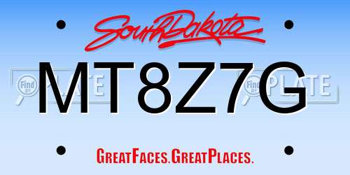 MT8Z7G South Dakota License Plate