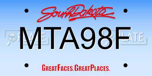 MTA98F South Dakota License Plate