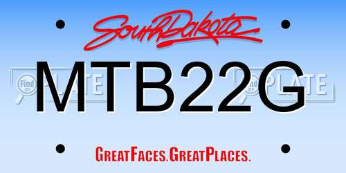 MTB22G South Dakota License Plate