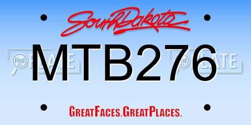 MTB276 South Dakota License Plate