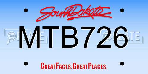 MTB726 South Dakota License Plate