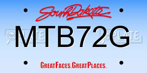 MTB72G South Dakota License Plate