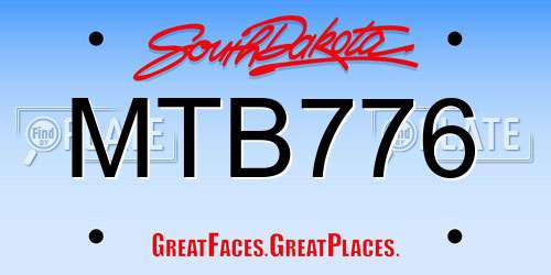 MTB776 South Dakota License Plate