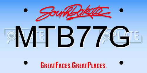 MTB77G South Dakota License Plate