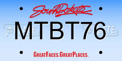 MTBT76 South Dakota License Plate