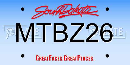 MTBZ26 South Dakota License Plate