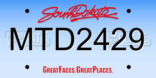 MTD2429 South Dakota License Plate