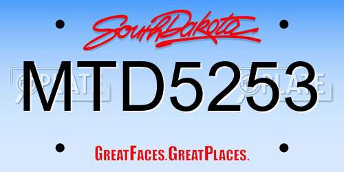 MTD5253 South Dakota License Plate