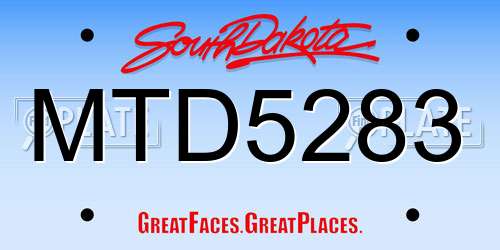 MTD5283 South Dakota License Plate