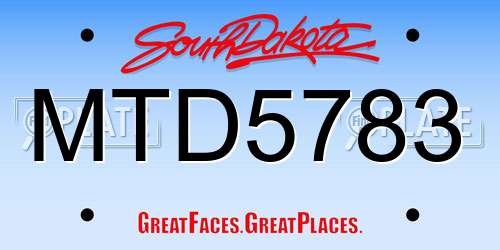 MTD5783 South Dakota License Plate