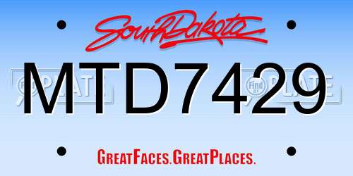 MTD7429 South Dakota License Plate