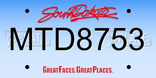 MTD8753 South Dakota License Plate