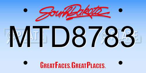 MTD8783 South Dakota License Plate