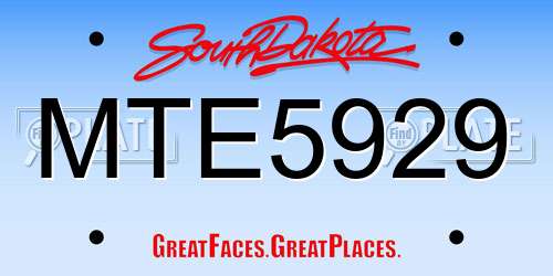 MTE5929 South Dakota License Plate