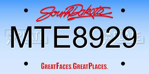 MTE8929 South Dakota License Plate