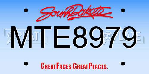 MTE8979 South Dakota License Plate
