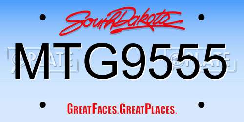MTG9555 South Dakota License Plate