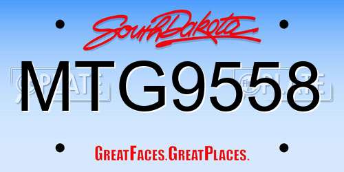 MTG9558 South Dakota License Plate