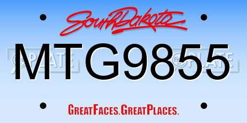 MTG9855 South Dakota License Plate