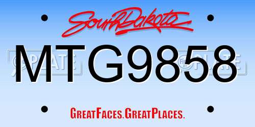 MTG9858 South Dakota License Plate