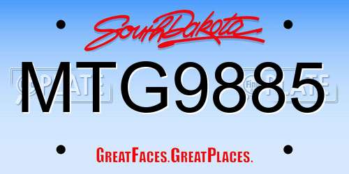 MTG9885 South Dakota License Plate