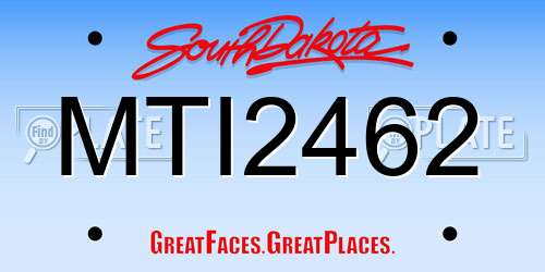 MTI2462 South Dakota License Plate