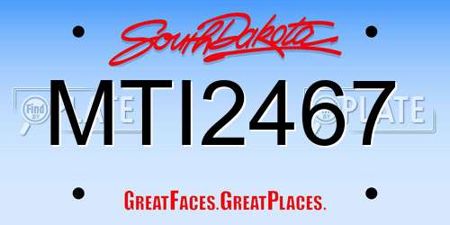 MTI2467 South Dakota License Plate