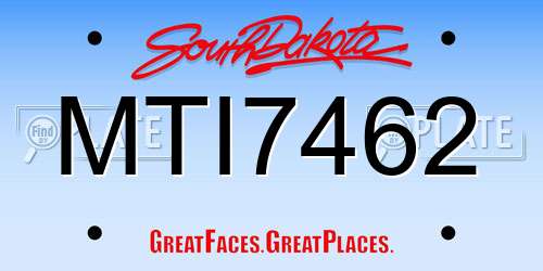 MTI7462 South Dakota License Plate