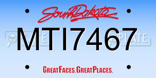 MTI7467 South Dakota License Plate
