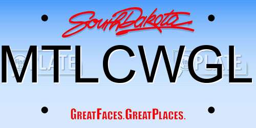 MTLCWGL South Dakota License Plate