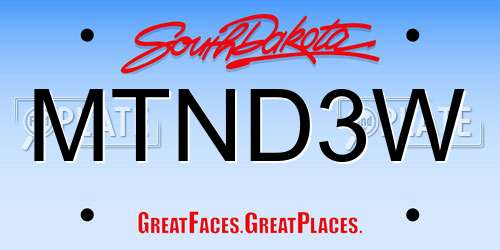 MTND3W South Dakota License Plate
