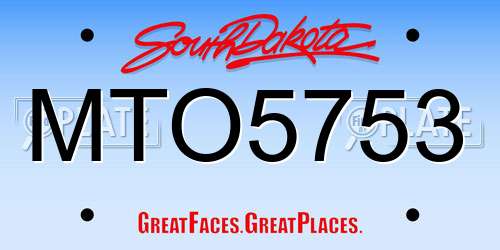 MTO5753 South Dakota License Plate