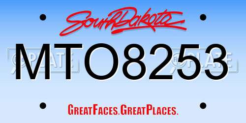 MTO8253 South Dakota License Plate