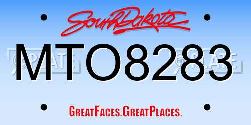 MTO8283 South Dakota License Plate