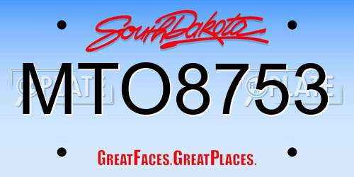 MTO8753 South Dakota License Plate