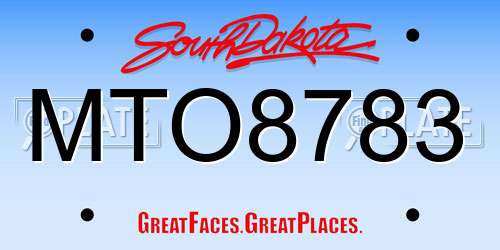 MTO8783 South Dakota License Plate