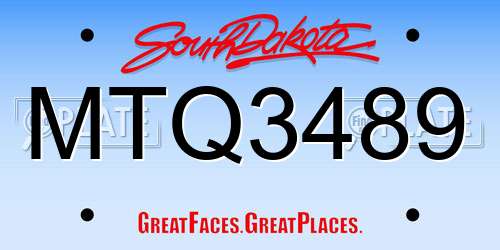 MTQ3489 South Dakota License Plate