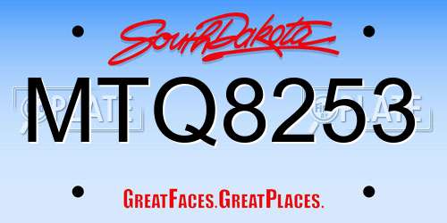 MTQ8253 South Dakota License Plate
