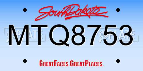 MTQ8753 South Dakota License Plate