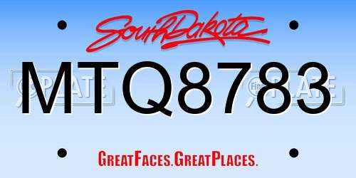 MTQ8783 South Dakota License Plate