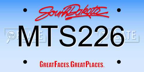 MTS226 South Dakota License Plate