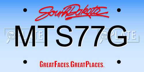 MTS77G South Dakota License Plate