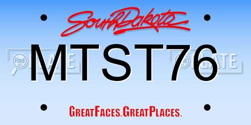 MTST76 South Dakota License Plate