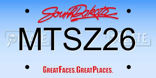 MTSZ26 South Dakota License Plate