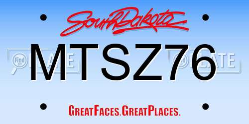 MTSZ76 South Dakota License Plate